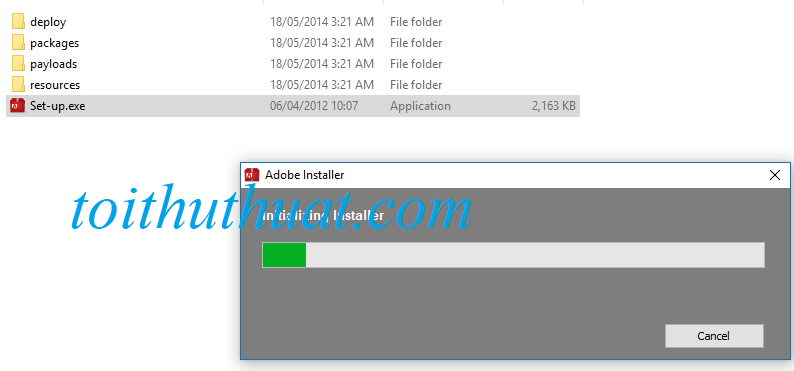 Kích hoạt file "setup.exe" để bắt đầu quá trình cài đặt