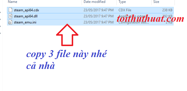 Copy 3 file trong thư mục crack