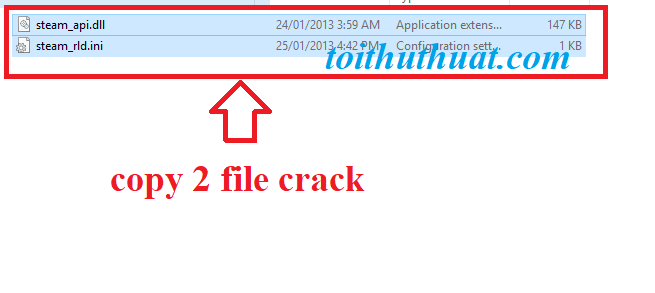 Copy 2 file cr@ck trong thư mục crack :v