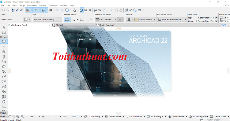 Giao diện của phần mềm ARCHICAD 22