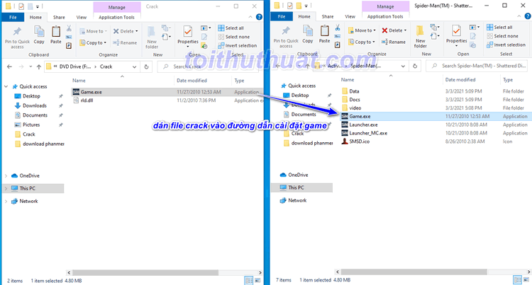Copy file crck vào đường dẫn cài đặt game