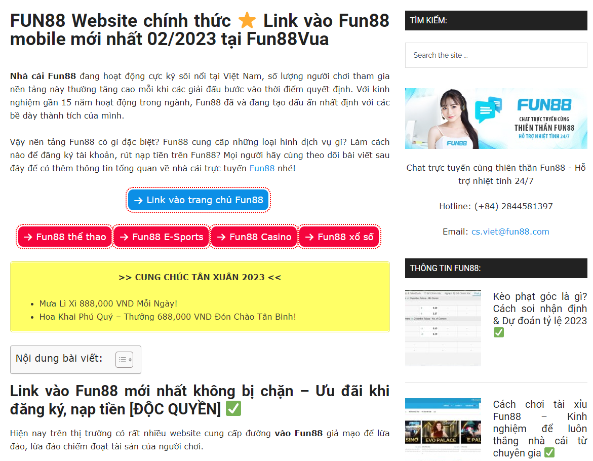 Website Fun88vua.com: Trang web chính thức của nhà cái Fun88 tại Việt Nam
