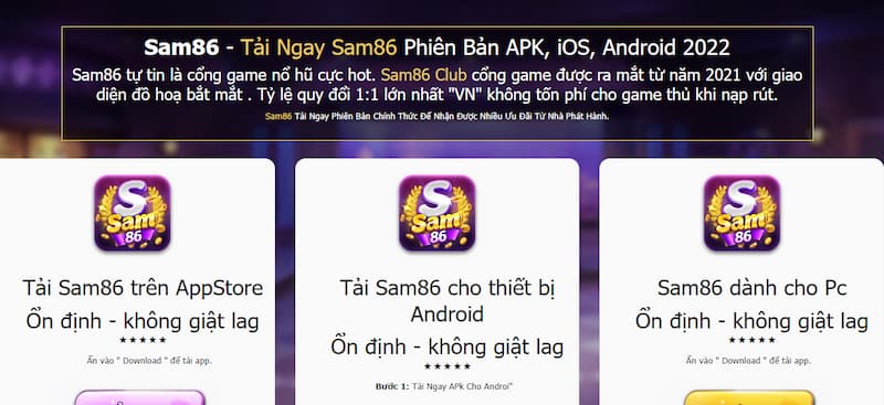 Hướng dẫn tải app Sam86 về điện thoại