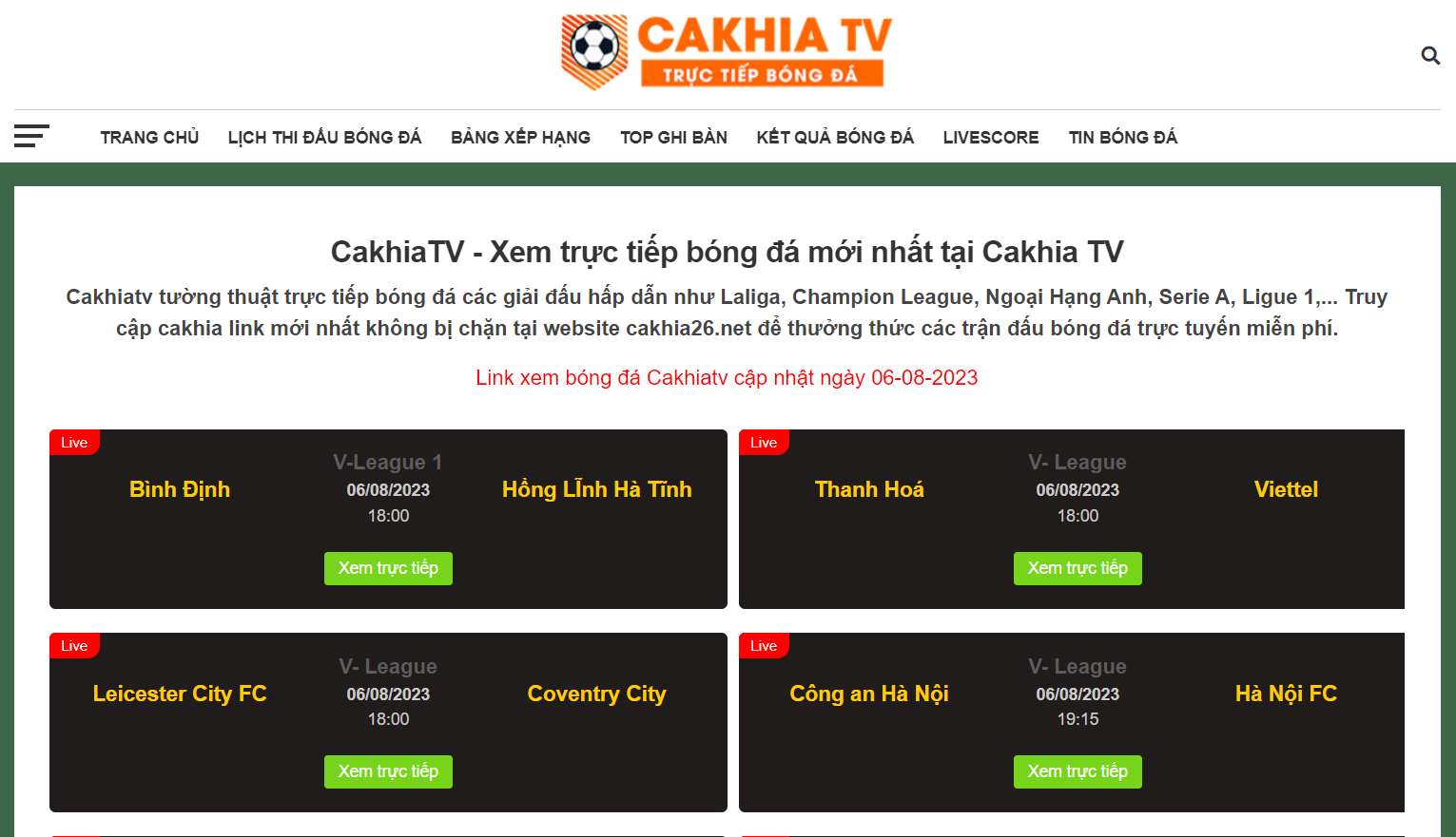 Trang chủ có giao diện đơn giản, dễ dùng của Cakhia
