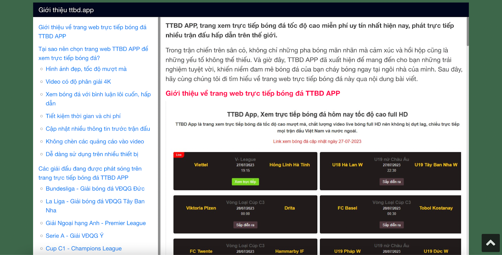 TTBD App hiện đang cung cấp đến người hâm mộ đa dạng tính năng, chuyên mục hấp dẫn.