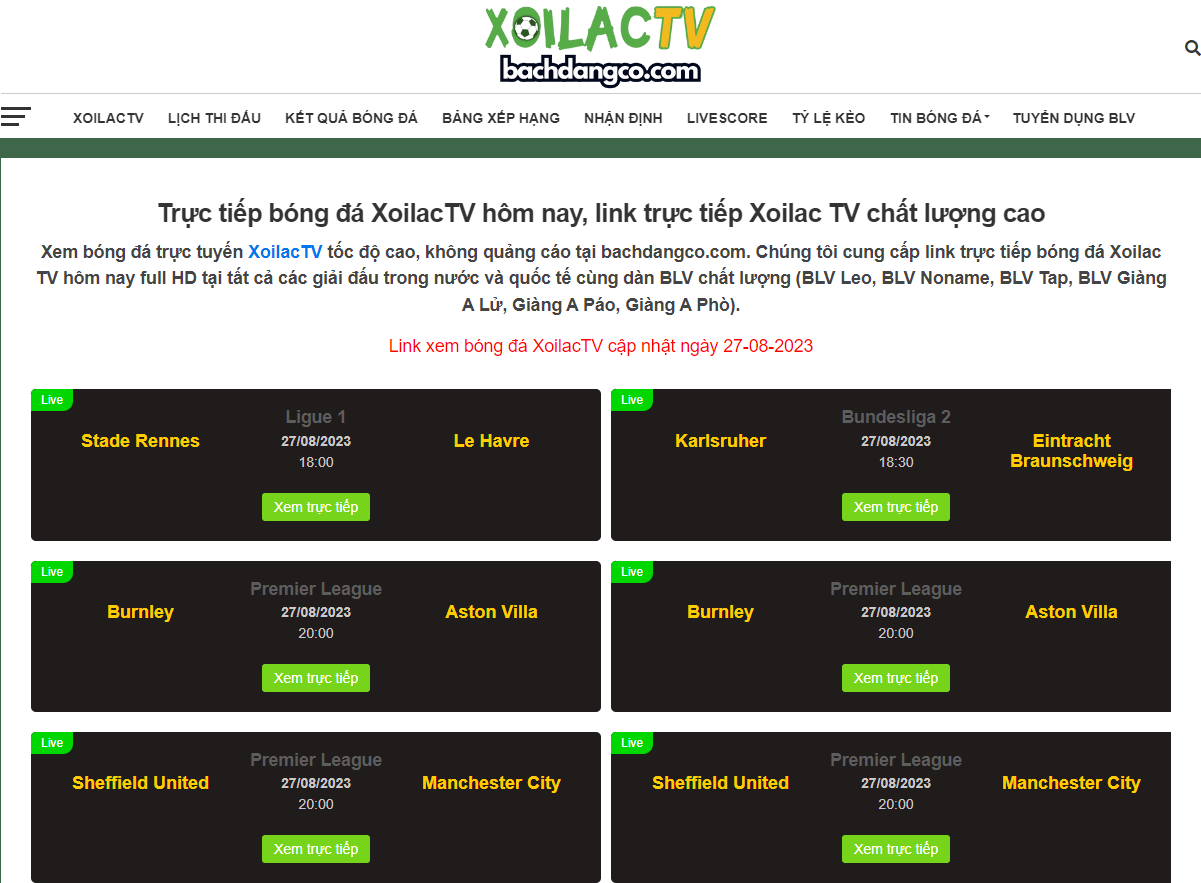 Xoilac TV bachdangco.com hiện đang là website trực tiếp bóng đá hàng đầu hiện nay